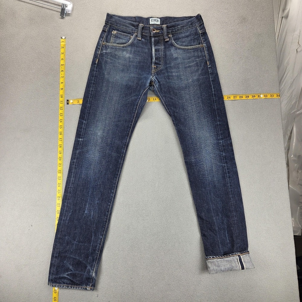 Edwin Jeans Mens 30x34 Blue Selvedge Relaxed Tapered Japanese Denim Button Fly